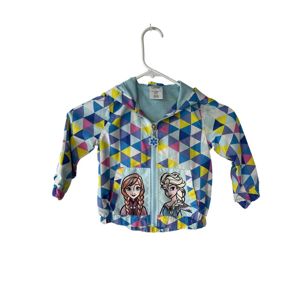 Disney Frozen Anna Elsa Girls Hooded Windbreaker Jacket Size 2 92cm